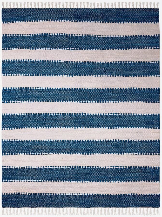 My home Vloerkleed Benja Handgeweven tapijt gestreept 90% katoen handgeweven met franjes - Foto 5