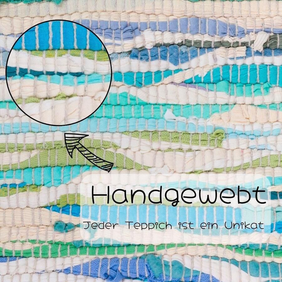 My home Vloerkleed Bente Handgeweven tapijt 90% katoen handgeweven Scandi - Foto 2