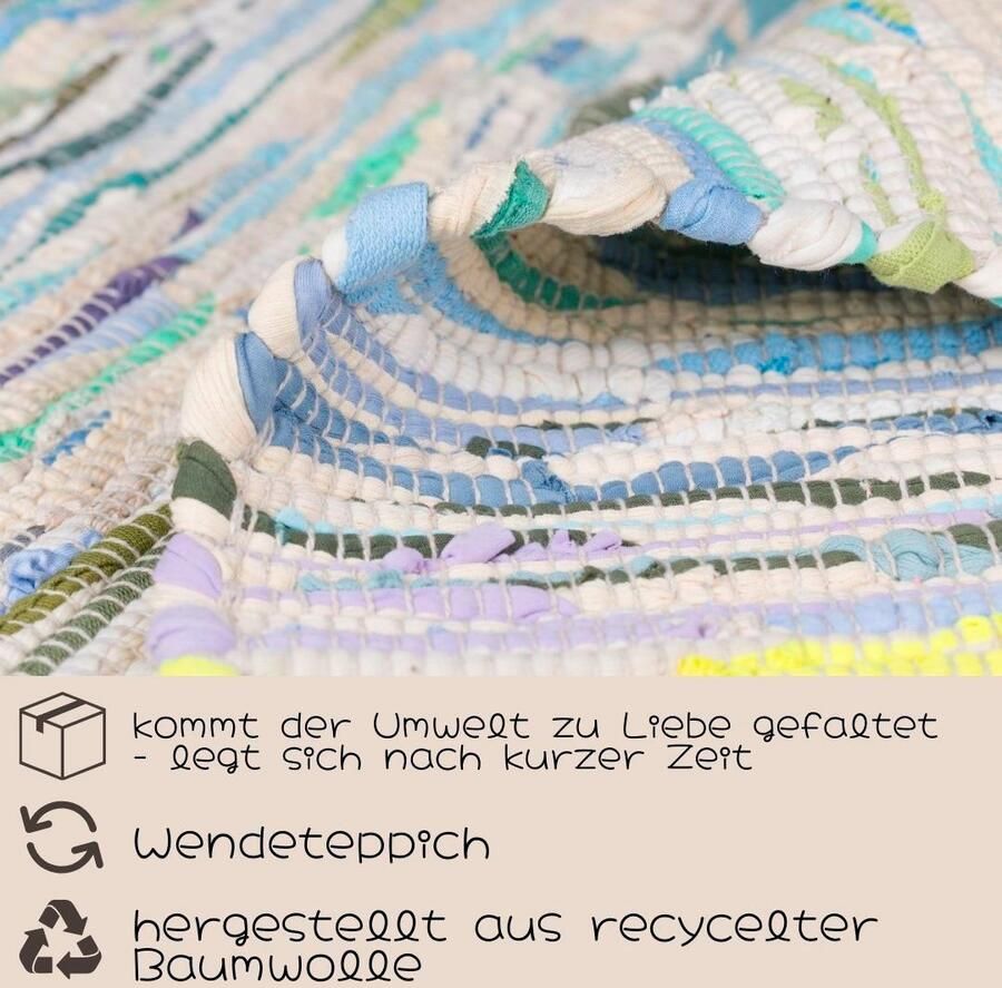 My home Vloerkleed Bente Handgeweven tapijt 90% katoen handgeweven Scandi - Foto 3