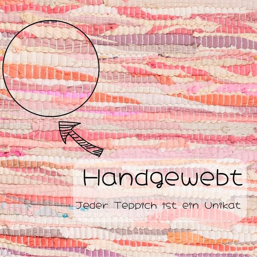 My home Vloerkleed Bente Handgeweven tapijt 90% katoen handgeweven Scandi - Foto 2