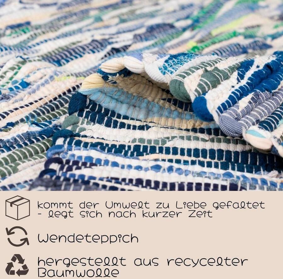 My home Vloerkleed Bente Handgeweven tapijt 90% katoen handgeweven Scandi - Foto 3