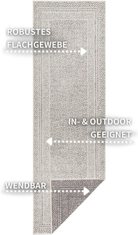 My home Vloerkleed Bernard omkeerbaar tapijt ook als loper robuust onderhoudsvriendelijk vlakweefsel binnen en buiten - Foto 3