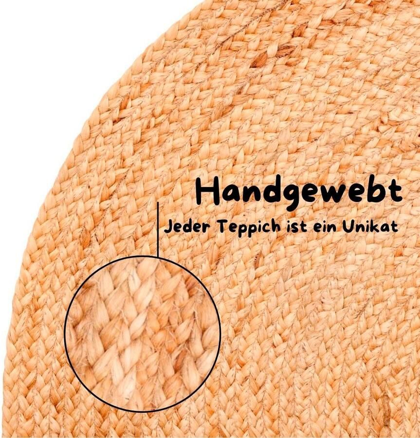 My home Vloerkleed Bjarka gemêleerd 100% jute handgeweven ook rechthoekig verkrijgbaar - Foto 4
