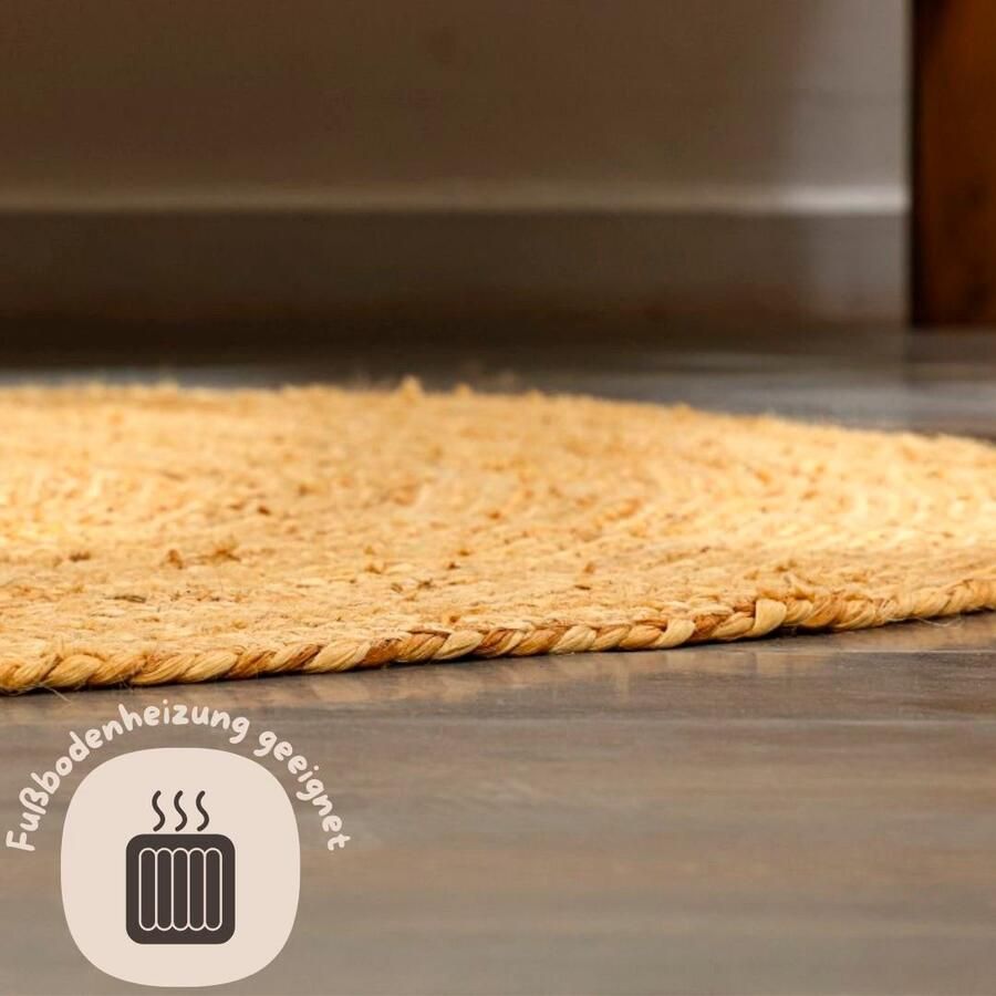 My home Vloerkleed Bjarka gemêleerd 100% jute handgeweven ook rechthoekig verkrijgbaar