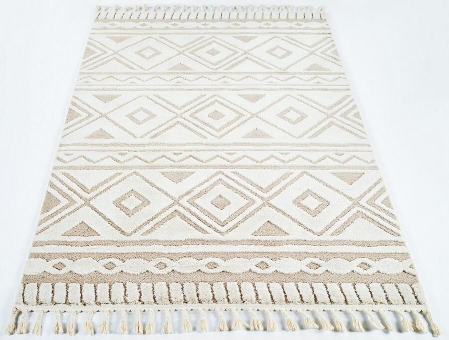 My home Vloerkleed Bonvo met franjes hoog-laag structuur woonkamer slaapkamer boho-stijl - Foto 7