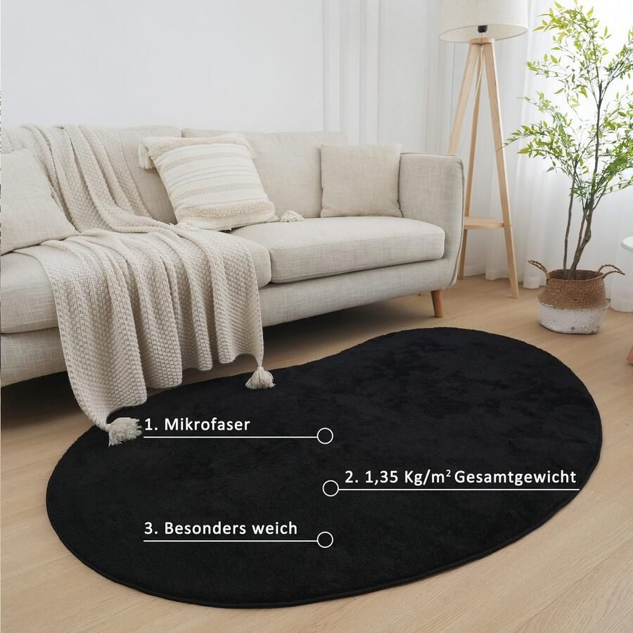 My home Vloerkleed Cali Bean bijzondere vorm effen zacht wasbaar woonkamer slaapkamer - Foto 2