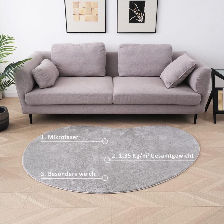 My home Vloerkleed Cali Bean bijzondere vorm effen zacht wasbaar woonkamer slaapkamer - Foto 4
