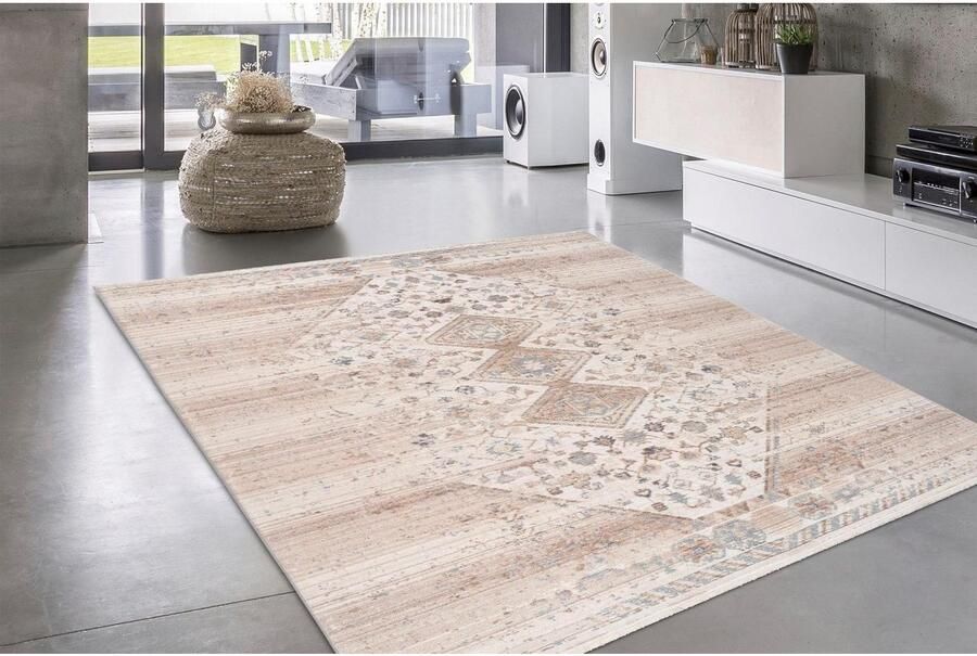 Calo-deluxe Vloerkleed Rossa 800 Vintage-look met franje woonkamer