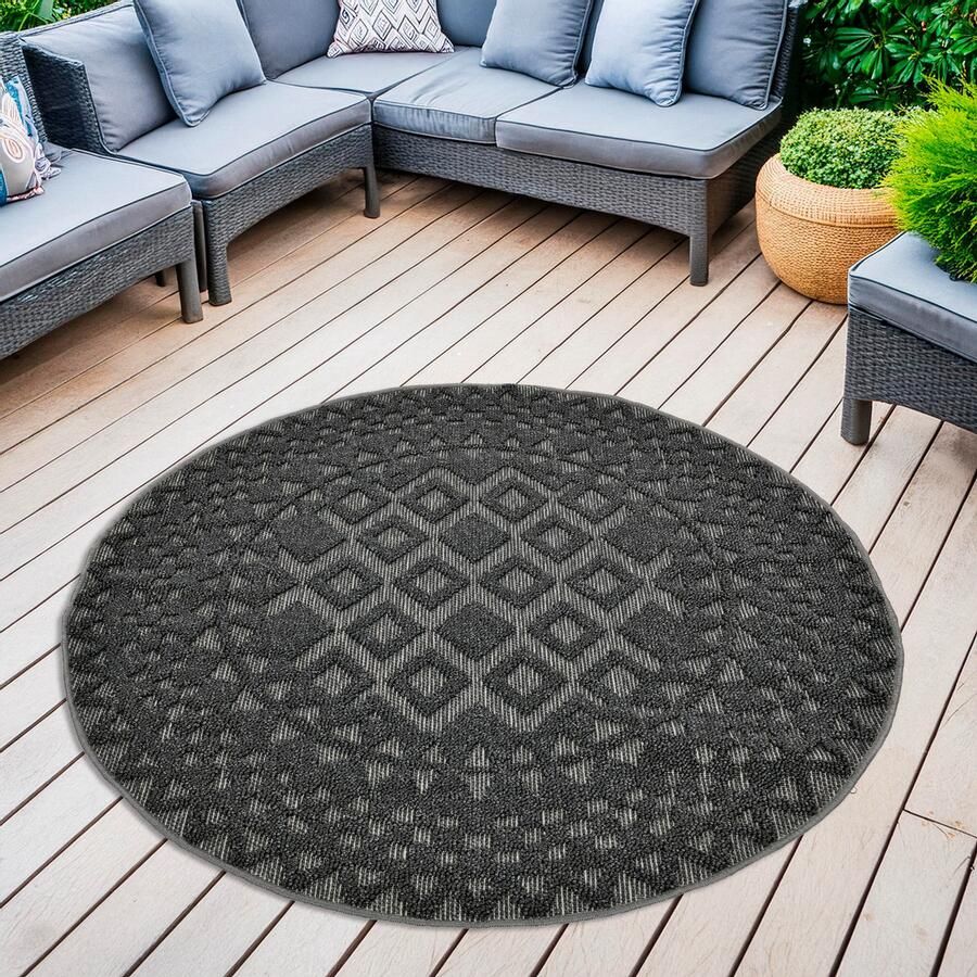 My home Vloerkleed Juliane Outdoor Hoog-laag structuur Boho geschikt voor buiten balkon terras - Foto 7