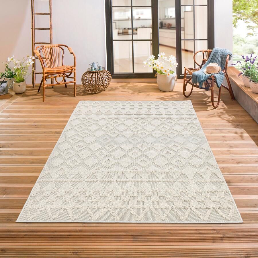 My home Vloerkleed Juliane Outdoor ook voor keuken of eetkamer Hoog-laag structuur boho geschikt voor buiten balkon terras camping - Foto 1