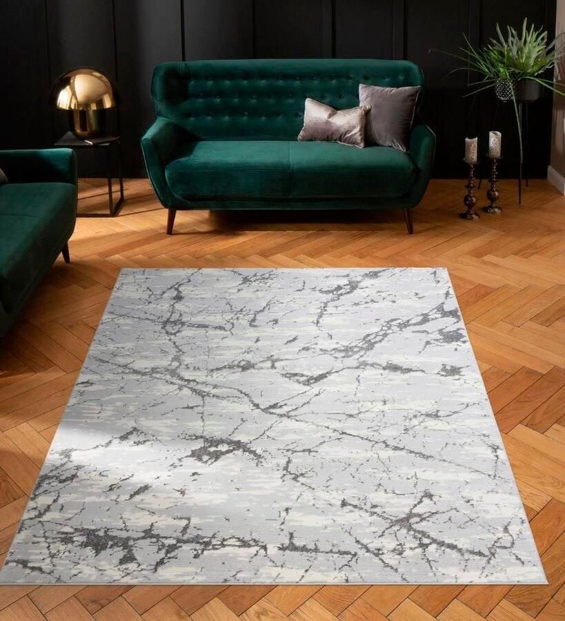 My home Vloerkleed Kalmoes met krimpgarneffect hoog-laag modern marmerdesign laagpolig vloerkleed zacht - Foto 2