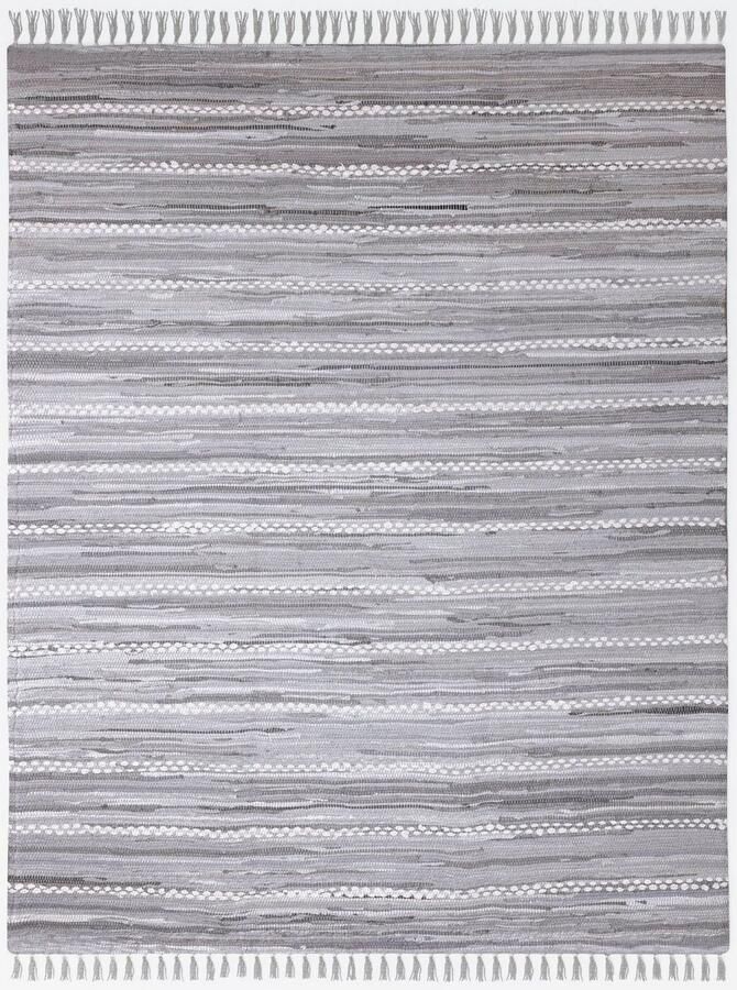 My home Vloerkleed LeVivier Handgeweven tapijt gestreept 90% katoen handgeweven met franjes - Foto 5