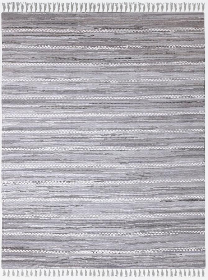 My home Vloerkleed LeVivier Handgeweven tapijt gestreept 90% katoen handgeweven met franjes - Foto 5