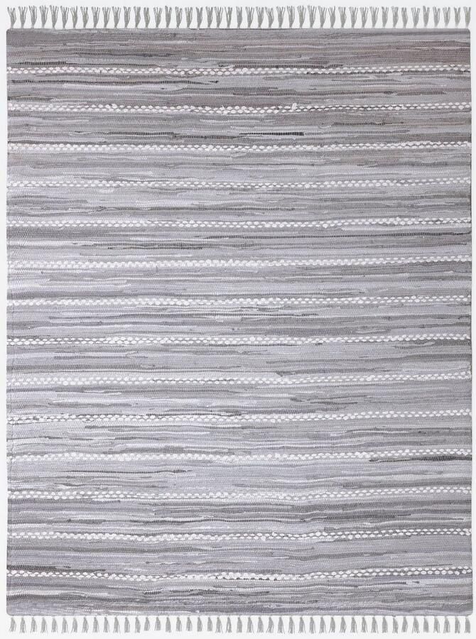 My home Vloerkleed LeVivier Handgeweven tapijt gestreept 90% katoen handgeweven met franjes - Foto 5