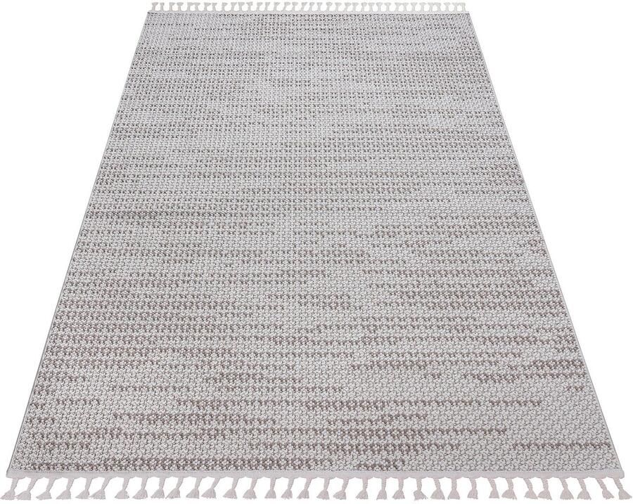 My home Vloerkleed Mads Boho wol-look hoog-laag structuur geschikt voor binnen en buiten franjes - Foto 7
