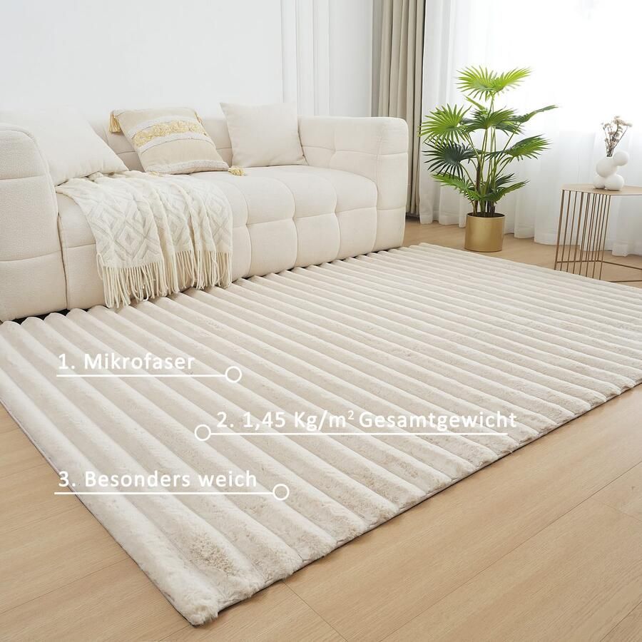 My home Vloerkleed Melanie vloerkleed van imitatiebont bijzonder zacht reliëfeffect - Foto 4