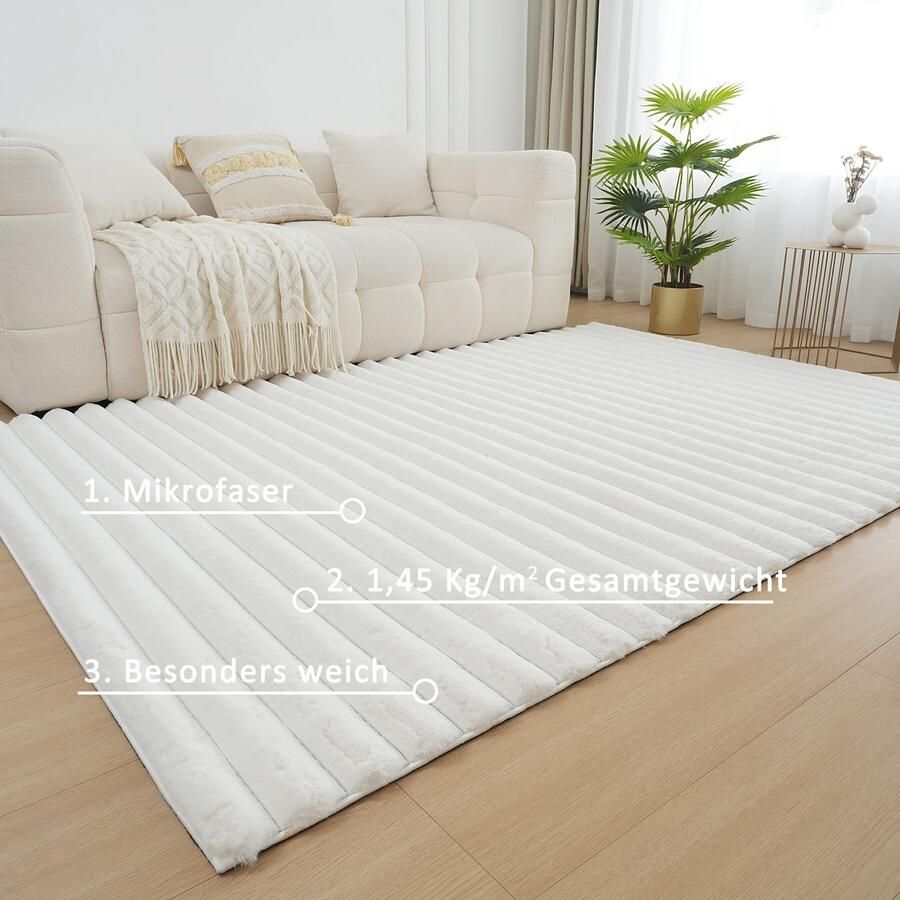 My home Vloerkleed Melanie vloerkleed van imitatiebont bijzonder zacht reliëfeffect - Foto 4