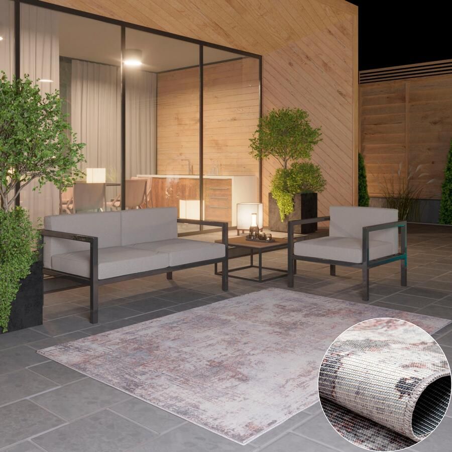 My home Vloerkleed Mülenen Kortpolig modern ontwerp wasbaar geschikt voor binnen- en buitengebruik - Foto 3