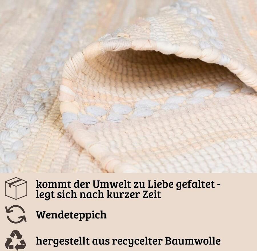 My home Vloerkleed Nickelberg 90% katoen handgeweven met franjes van gerecycled materiaal - Foto 4