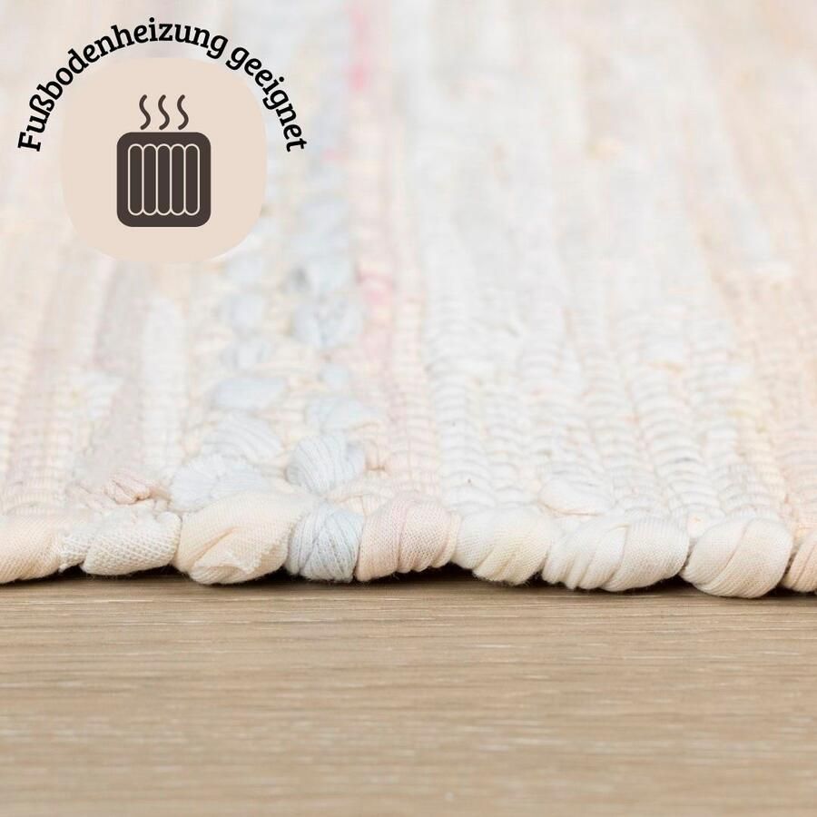 My home Vloerkleed Nickelberg 90% katoen handgeweven met franjes van gerecycled materiaal