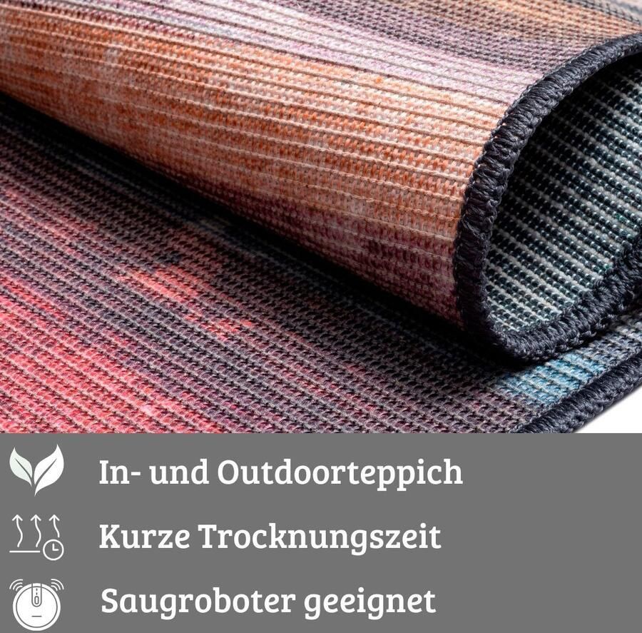 My home Vloerkleed Nivah MAGAZIJNOPRUIMING! Vlakweefsel modern gestreept geschikt voor binnen- en buitengebruik - Foto 4