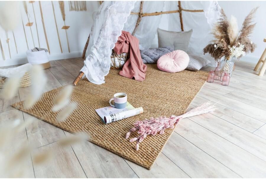 My home Vloerkleed Oda Vlakweefsel van natuurlijke vezels jute - Foto 8