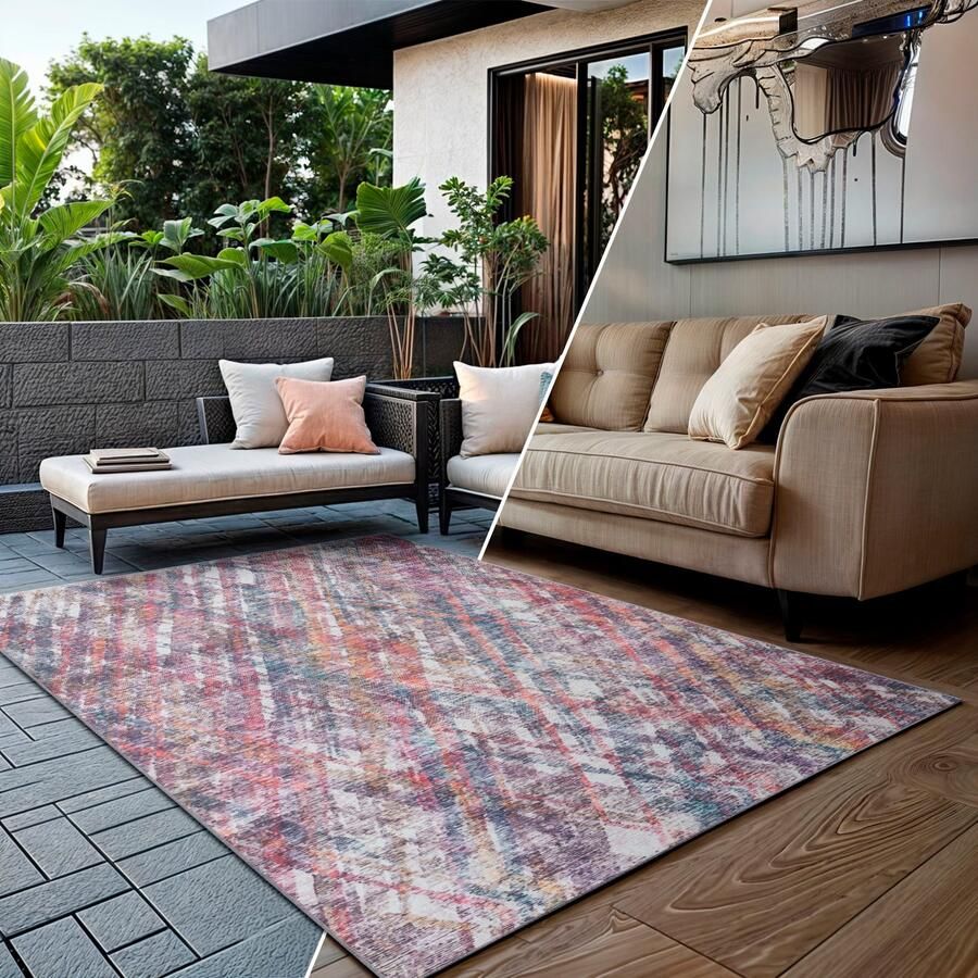 My home Vloerkleed Oryn Vlakweefsel modern geruit geschikt voor binnen- en buitengebruik - Foto 3