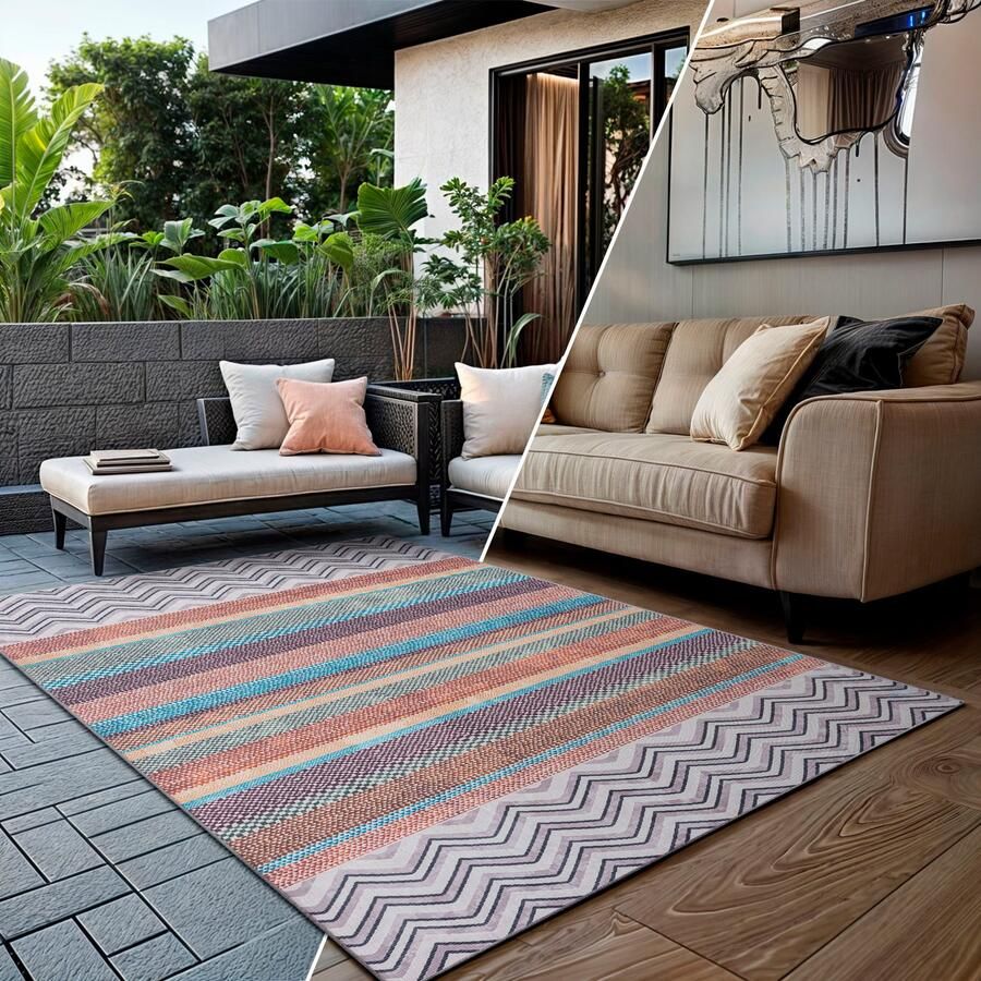 My home Vloerkleed Rheya MAGAZIJNOPRUIMING! Plat weefsel modern design wasbaar geschikt voor binnen en buiten - Foto 3