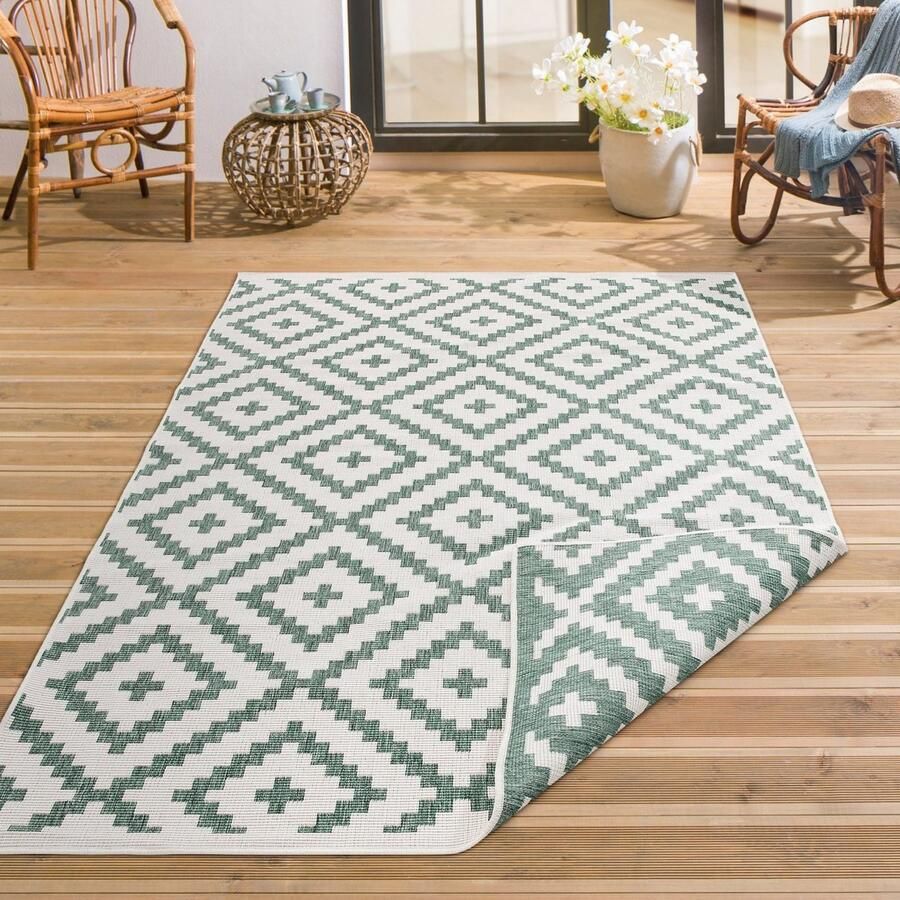 My home Vloerkleed Ronda tweezijdig te gebruiken kleed Sisal-look platweefsel in- en outdoor geometrisch boho design - Foto 3