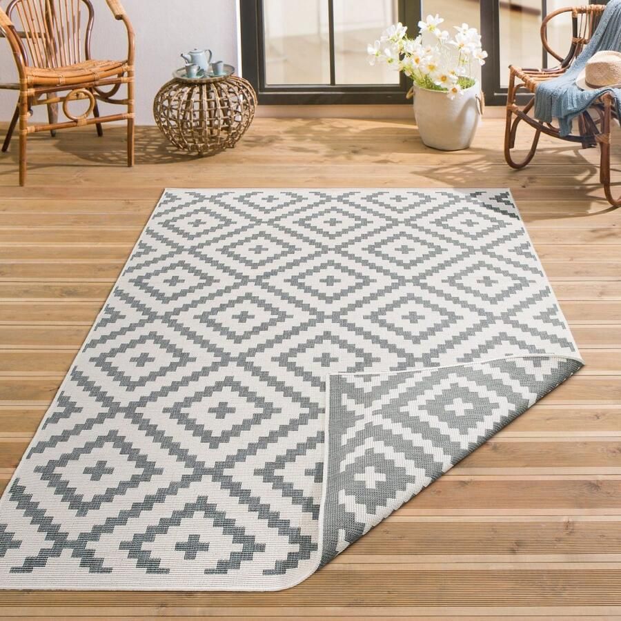 My home Vloerkleed Ronda tweezijdig te gebruiken kleed Sisal-look platweefsel in- en outdoor geometrisch boho design - Foto 3