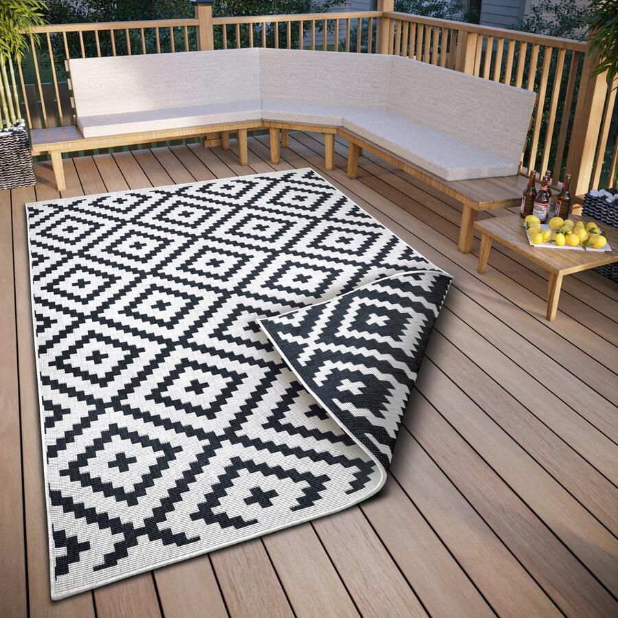 My home Vloerkleed Ronda tweezijdig te gebruiken kleed Sisal-look platweefsel in- en outdoor geometrisch boho design - Foto 2