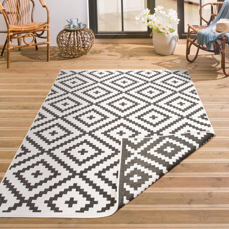 My home Vloerkleed Ronda tweezijdig te gebruiken kleed Sisal-look platweefsel in- en outdoor geometrisch boho design - Foto 3