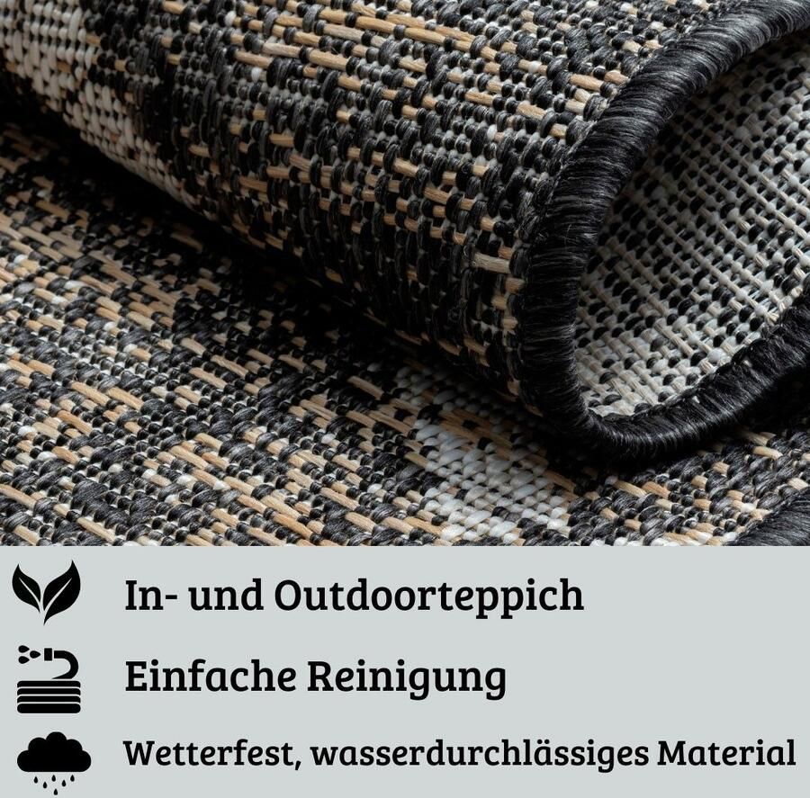 My home Vloerkleed Sorren MAGAZIJNOPRUIMING! Ruitenpatroon geschikt voor binnen- en buitengebruik terras & balkon - Foto 3