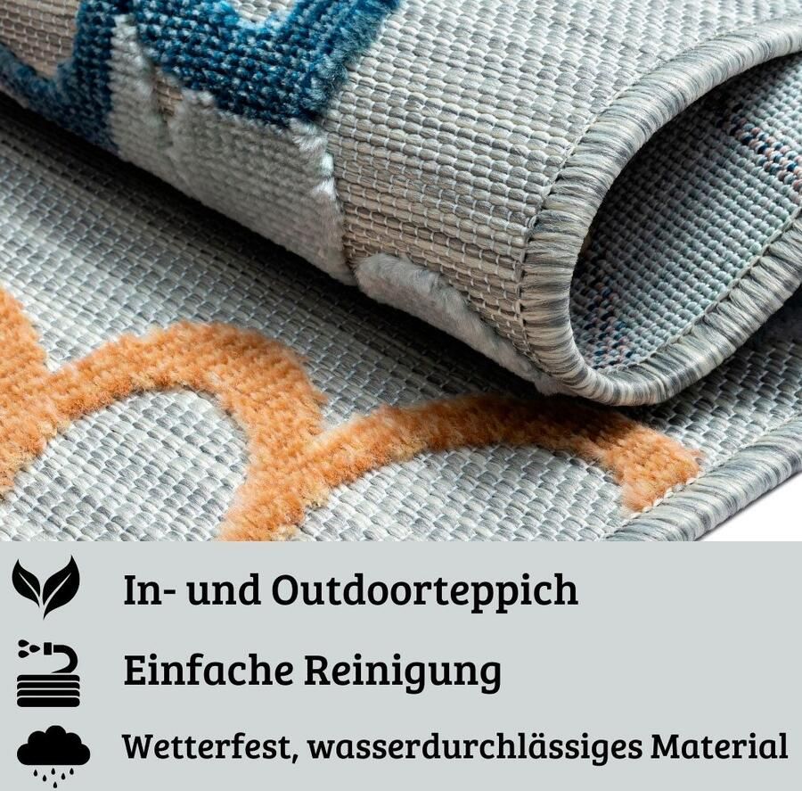 My home Vloerkleed Tamsin MAGAZIJNOPRUIMING! Hoog-laag effect geschikt voor binnen- en buitengebruik terras & balkon - Foto 3