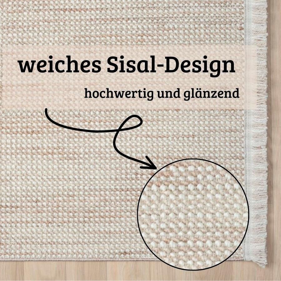 My home Vloerkleed Vals Uni-kleuren gemêleerd sisal-look ook in rond verkrijgbaar met franjes - Foto 10