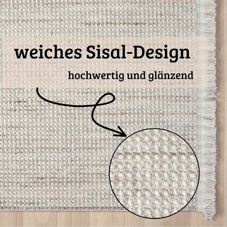 My home Vloerkleed Vals Uni-kleuren gemêleerd sisal-look ook in rond verkrijgbaar met franjes - Foto 10