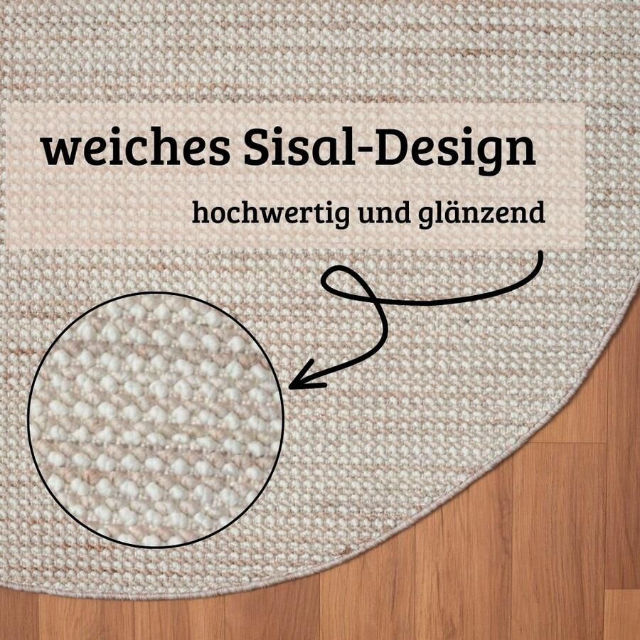 My home Vloerkleed Vals Uni kleuren gemêleerd sisal-look ook verkrijgbaar in rechthoekig