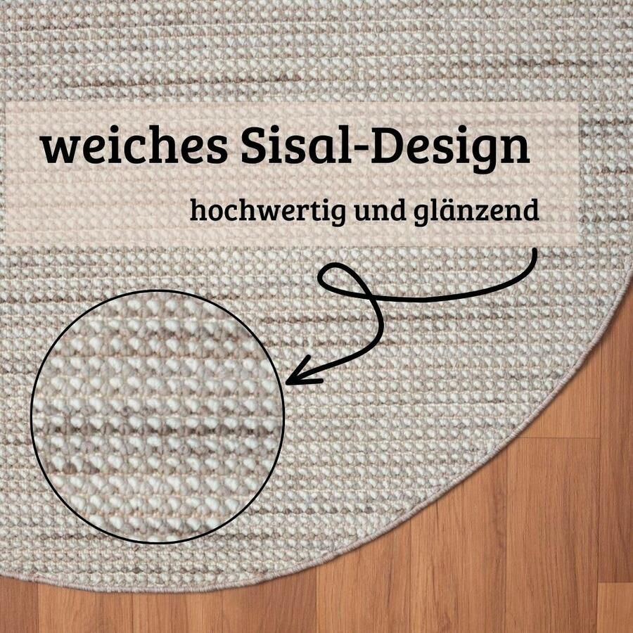 My home Vloerkleed Vals Uni kleuren gemêleerd sisal-look ook verkrijgbaar in rechthoekig