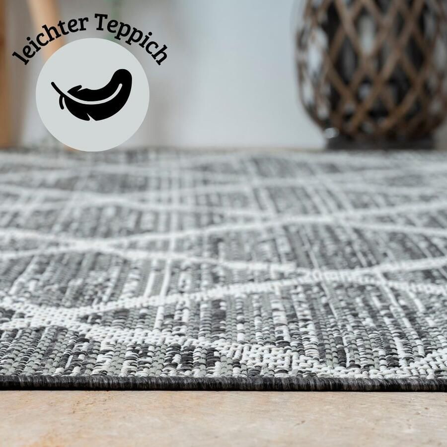 My home Vloerkleed Veyla MAGAZIJNOPRUIMING! Ruitenpatroon geschikt voor binnen- en buitengebruik terras & balkon - Foto 11