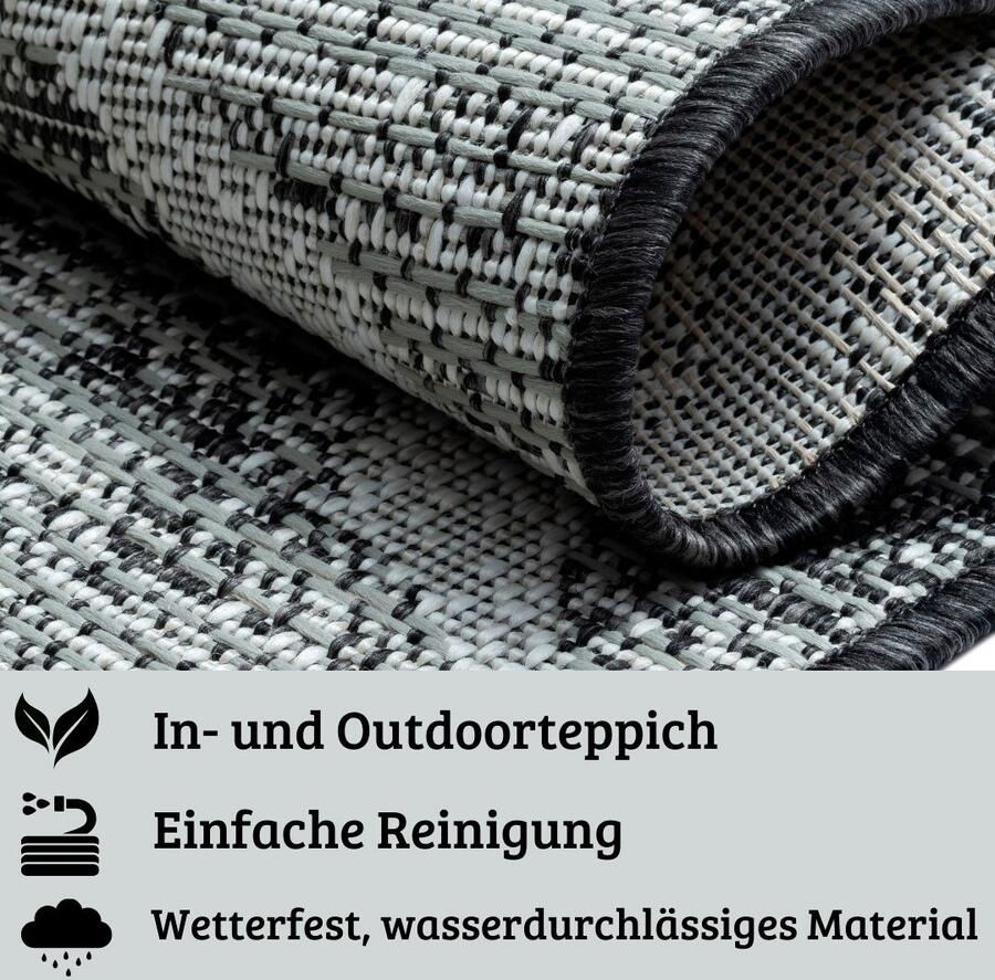 My home Vloerkleed Veyla MAGAZIJNOPRUIMING! Ruitenpatroon geschikt voor binnen- en buitengebruik terras & balkon - Foto 3