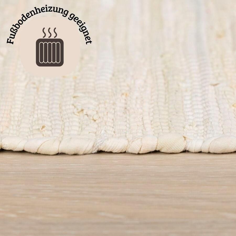 My home Vloerkleed Wertingen Handgeweven tapijt effen kleuren 90% katoen handgeweven woonkamer - Foto 2