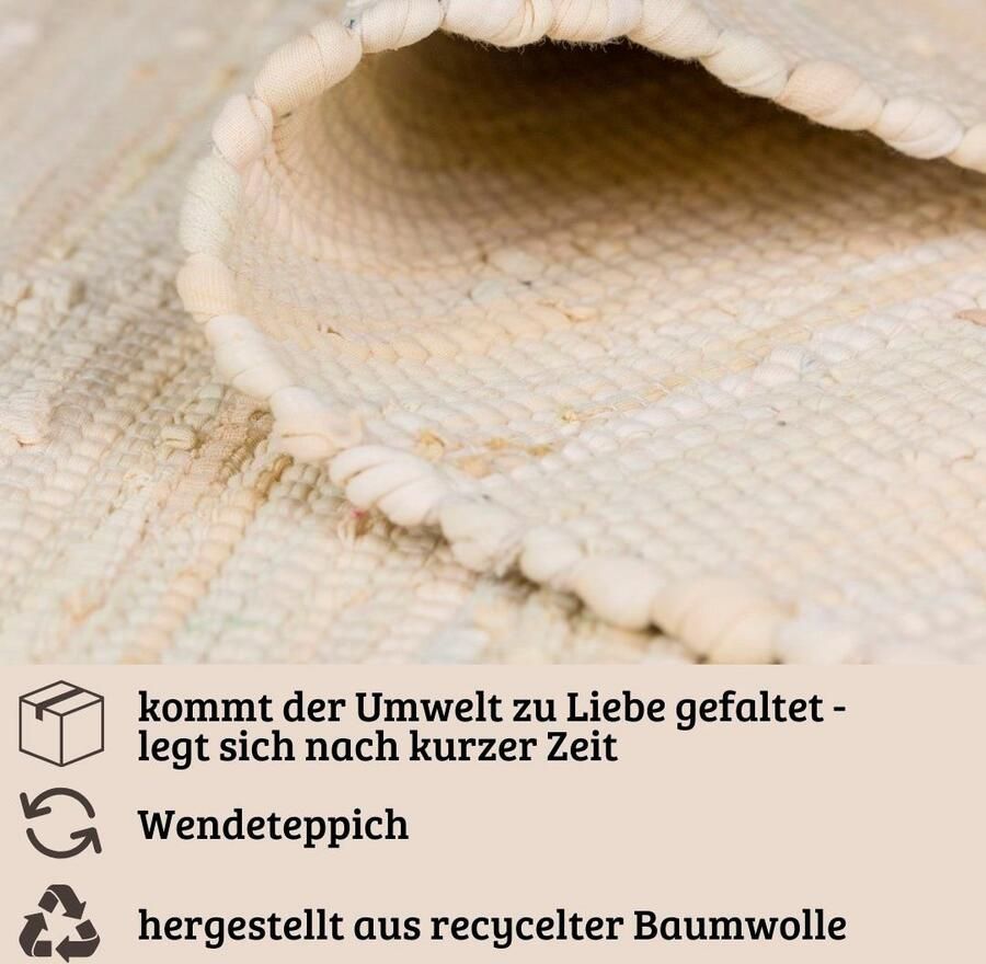 My home Vloerkleed Wertingen Handgeweven tapijt effen kleuren 90% katoen handgeweven woonkamer - Foto 3