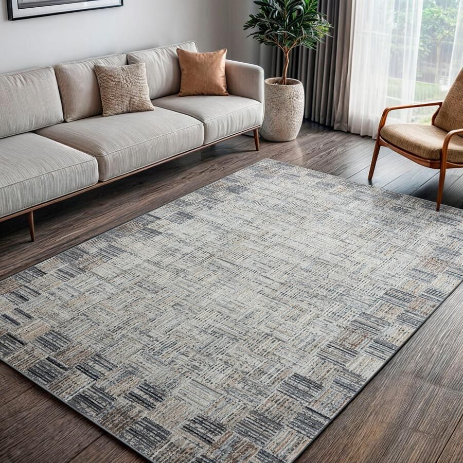 My home Vloerkleed Yasmin MAGAZIJNOPRUIMING! Kortpolig modern ontwerp met rand onderhoudsvriendelijk woonkamer - Foto 3