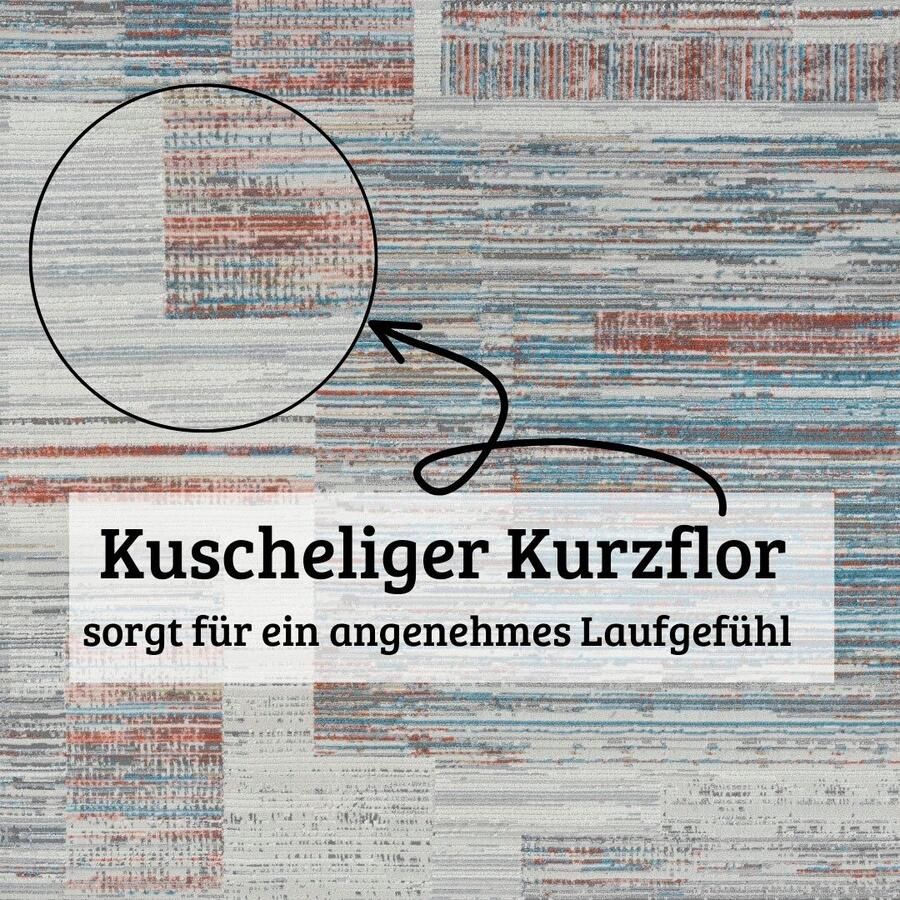 My home Vloerkleed Ziven Kortpolig modern kleurrijk onderhoudsvriendelijk hoog-laag woonkamer - Foto 2
