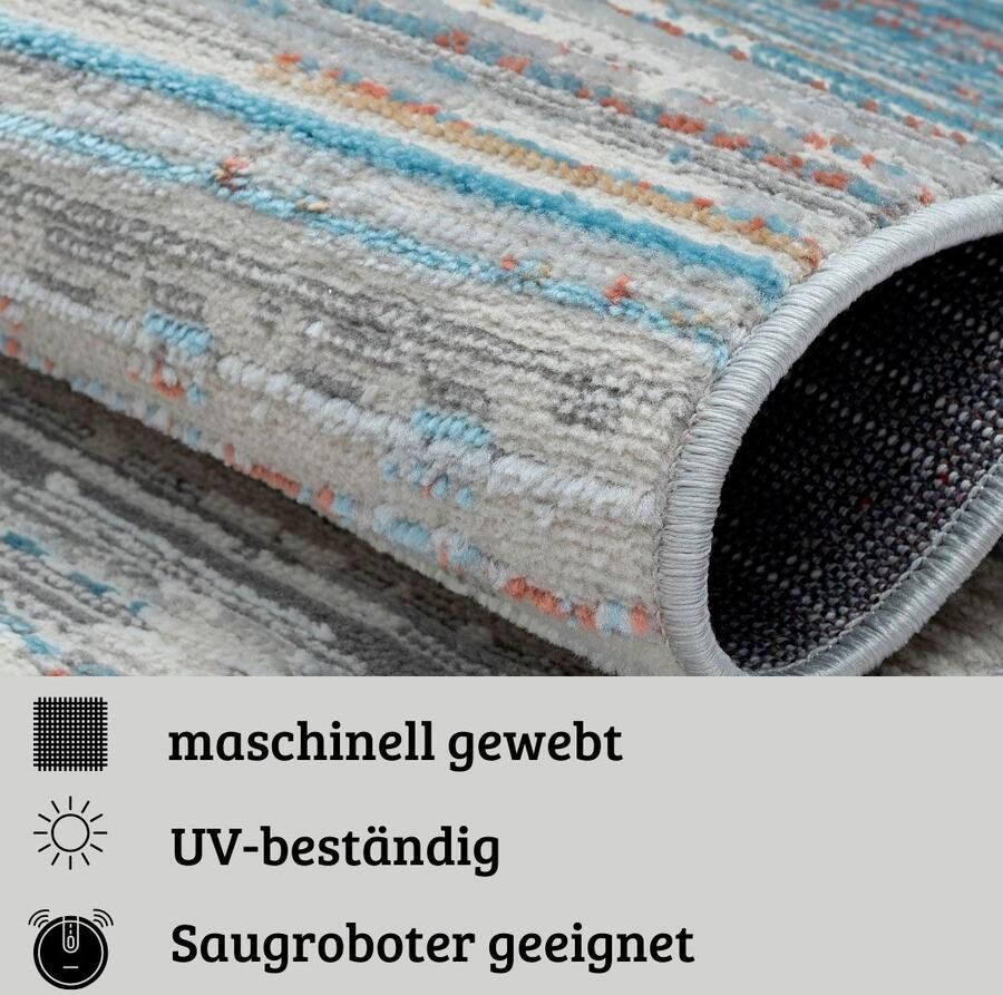 My home Vloerkleed Ziven Kortpolig modern kleurrijk onderhoudsvriendelijk hoog-laag woonkamer - Foto 5