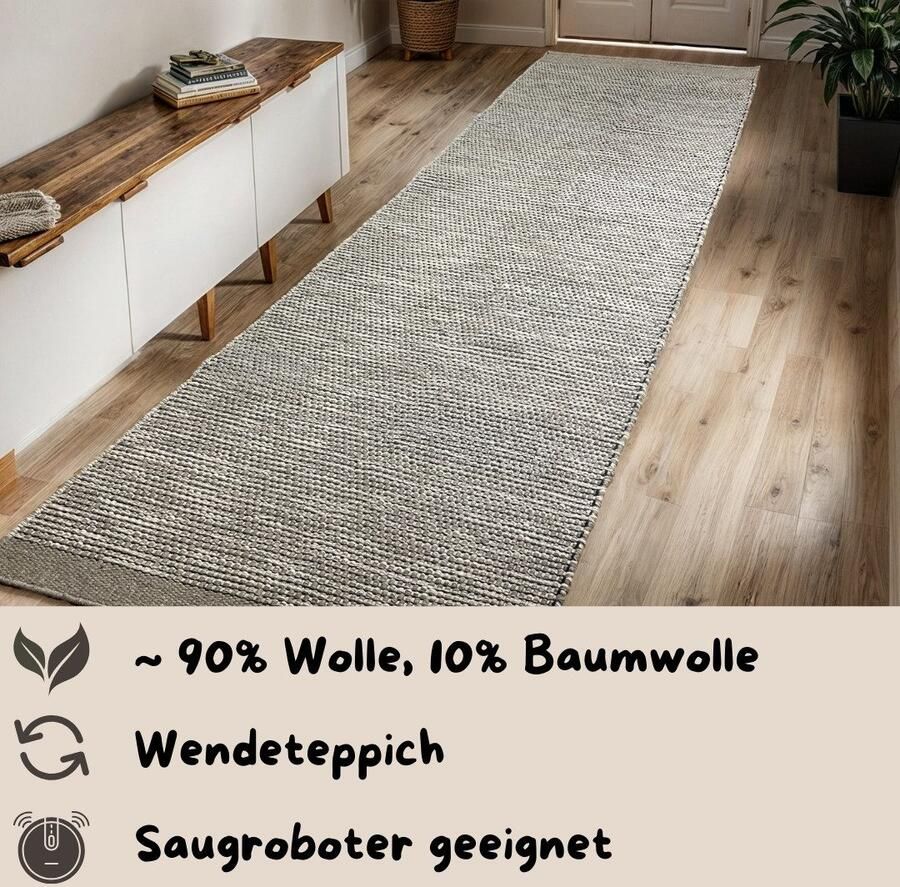 My home Set slaapkamerkleedjes Odenne handgeweven omkeerbare tapijt gemêleerd uiterlijk 100% wol woonkamer - Foto 7