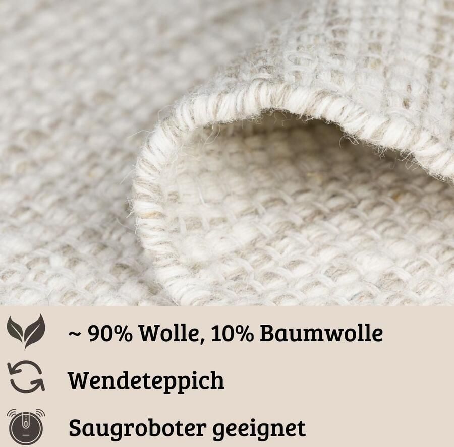 My home Wollen kleed Wolldroom Passie Veranderbaar tapijt handgeweven gemêleerde uitstraling 100% wol ook als loper - Foto 7