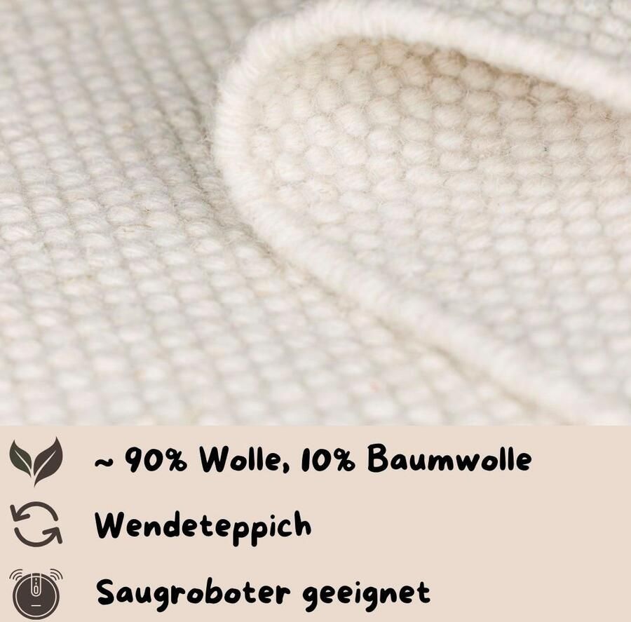 My home Wollen kleed Woolscape 1 Omkeerbaar tapijt handgeweven kwaliteit uni 100% wol woonkamer - Foto 3