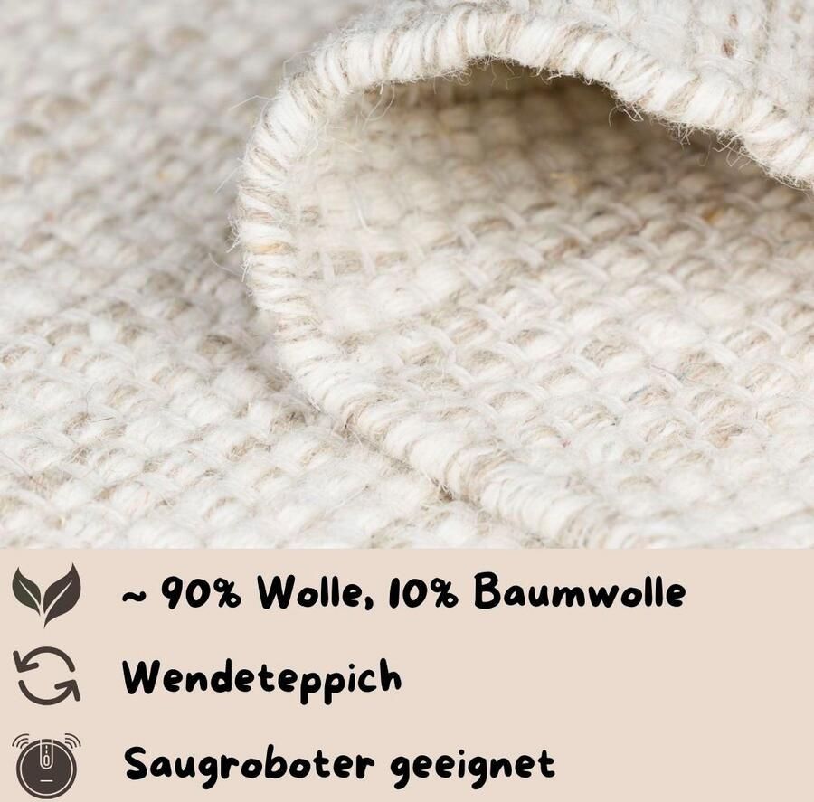 My home Wollen kleed Woolscape Omkeerbaar tapijt handgeweven kwaliteit gemêleerd 100% wol woonkamer - Foto 3