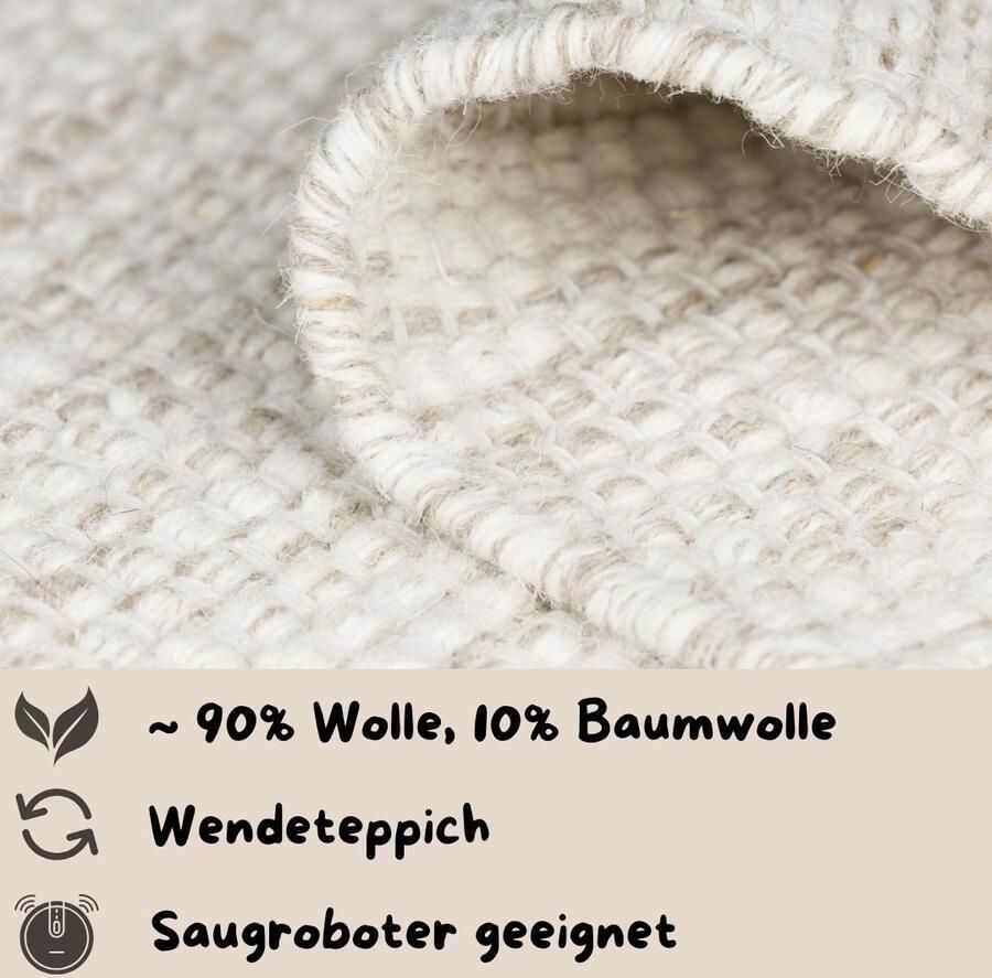 My home Wollen kleed Woolscape Omkeerbaar tapijt handgeweven kwaliteit gemêleerd 100% wol woonkamer - Foto 7